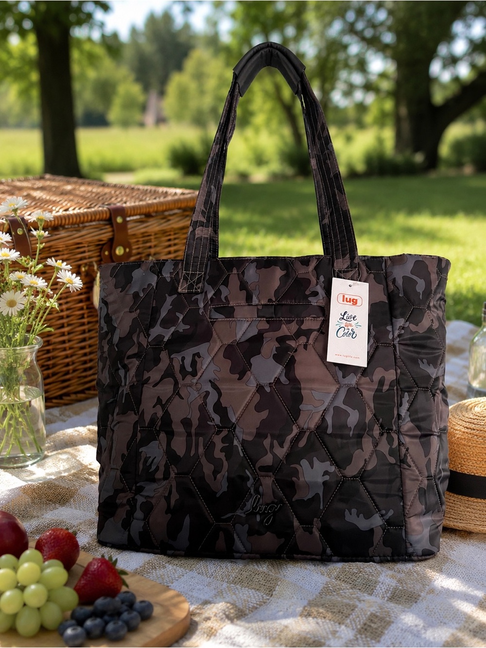Lug Two-Step Tote Bag – Camo Black – NWT